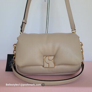 KATE SPADE Dakota Puffy Smooth Leather Convertible Crossbody Bag- Feather color